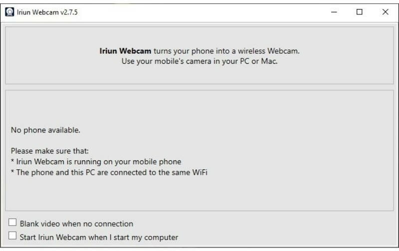 запустить приложение веб-камеры irun в windows