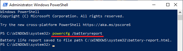 Создание отчета об аккумуляторе ноутбука Windows с помощью PowerShell