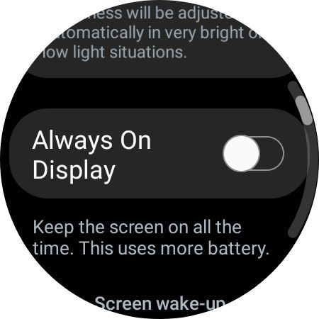 Переключатель Always On Display на Samsung Galaxy Watch 4