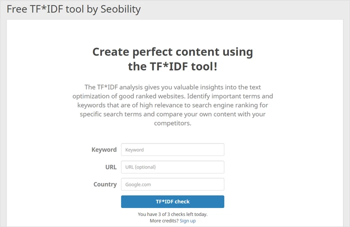Инструмент Seobility TF*IDF