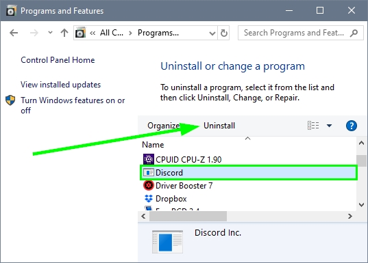 удалить дискорд
