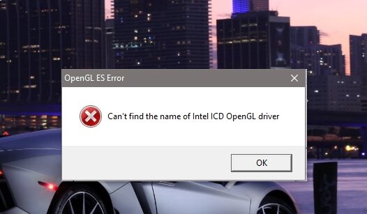 Не удается найти имя драйвера Intel ICD OpenGL