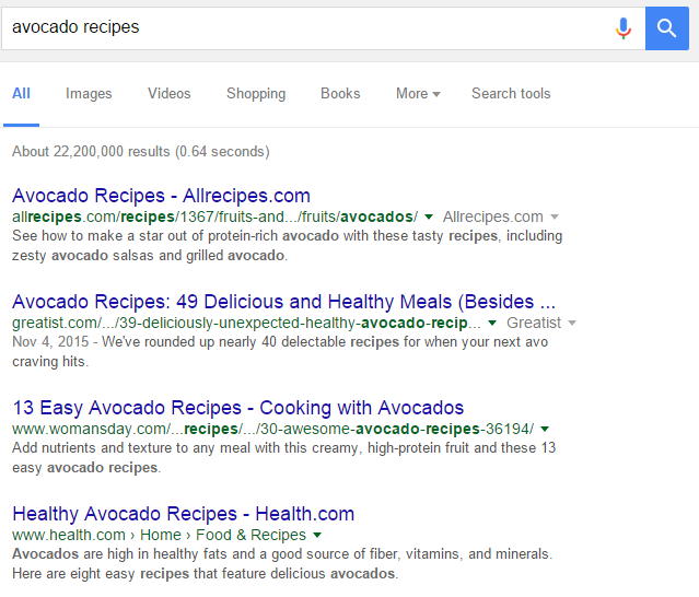 поисковый запрос рецепты авокадо