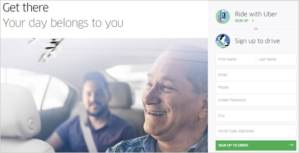 Uber — человеческий фактор в дизайне целевой страницы