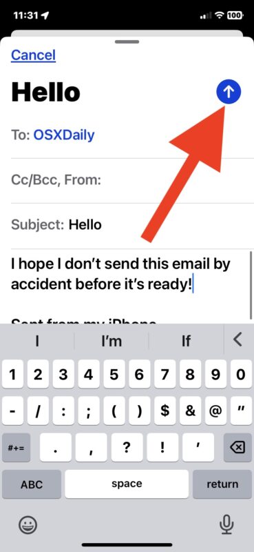 Как отменить отправку почты для iPhone и iPad