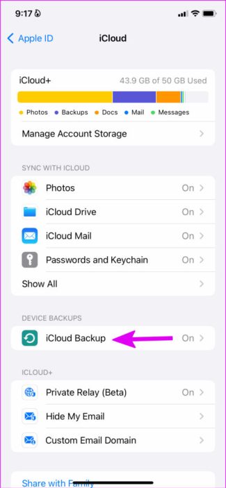 открыть меню резервного копирования icloud 473x1024 1 Как удалить резервные копии WhatsApp из iCloud?