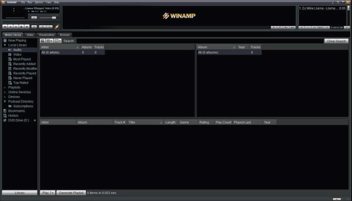 Скриншот интерфейса проигрывателя Winamp
