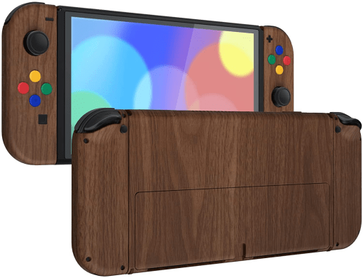 eXtremeRate Wood Grain Soft Touch Full Set Shell для Nintendo Switch