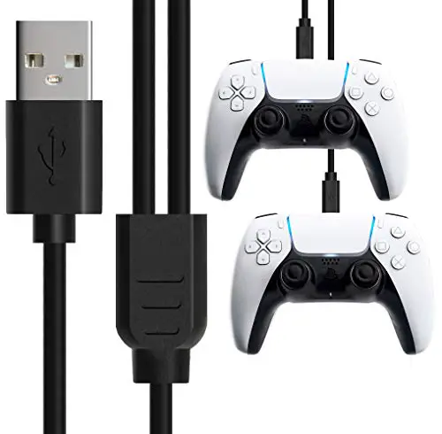 Двойной зарядный кабель USB C для PS5 Dualsense | Кабель быстрой зарядки USB типа A с разъемом USB C длиной 10 футов (3 м) от Foamy Lizard для Xbox Series X, S, Elite 2, Playstation 5, коммутаторов и совместимых контроллеров