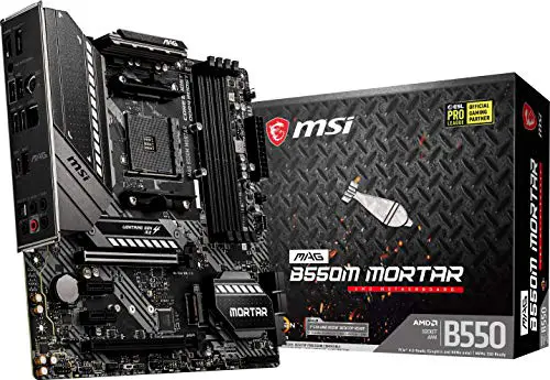 Игровая материнская плата MSI MAG B550M Mortar (AMD AM4, DDR4, PCIe 4.0, SATA 6 Гбит/с, M.2, USB 3.2 Gen 2, HDMI/DP, Micro-ATX, процессоры AMD Ryzen серии 5000)
