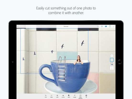 Adobe Photoshop Mix: редактируйте, вырезайте и объединяйте фотографии с помощью забавных творческих инструментов. Скриншот